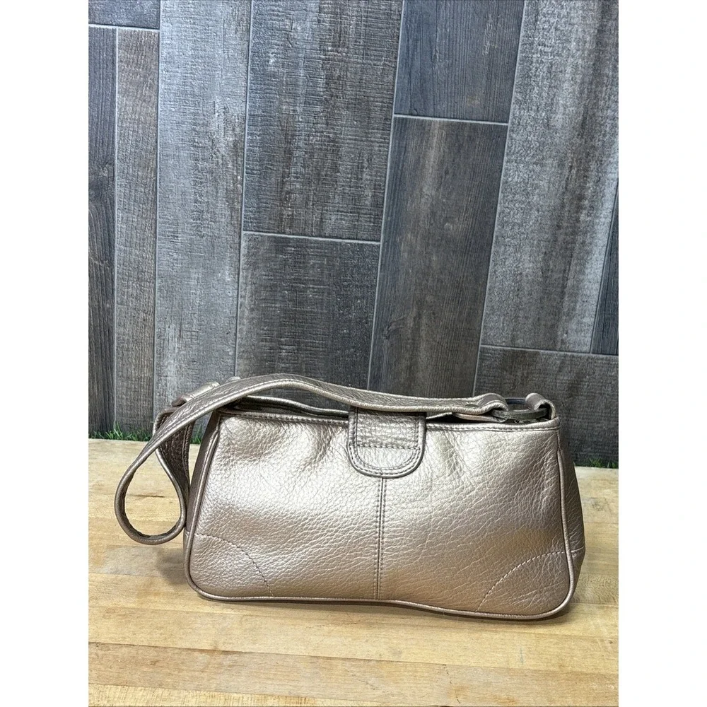 The Sak Metallic Bronze Leather Shoulder Bag Purse Y2K Hobo Handbag